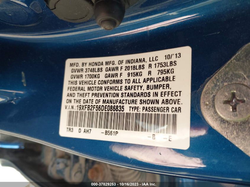 2013 HONDA CIVIC SDN LX - 19XFB2F56DE086835