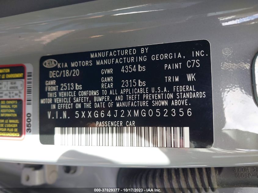 2021 KIA K5 GT LINE - 5XXG64J2XMG052356