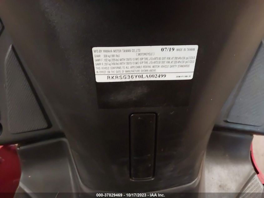 2020 YAMAHA XC155 RKRSG36Y0LA002499