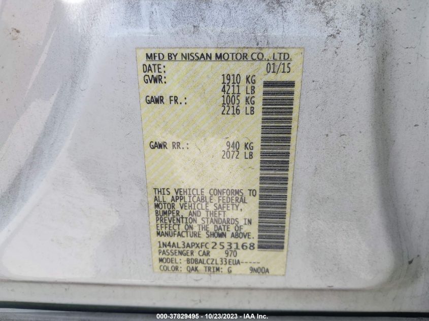 2015 NISSAN ALTIMA 2.5 - 1N4AL3APXFC253168