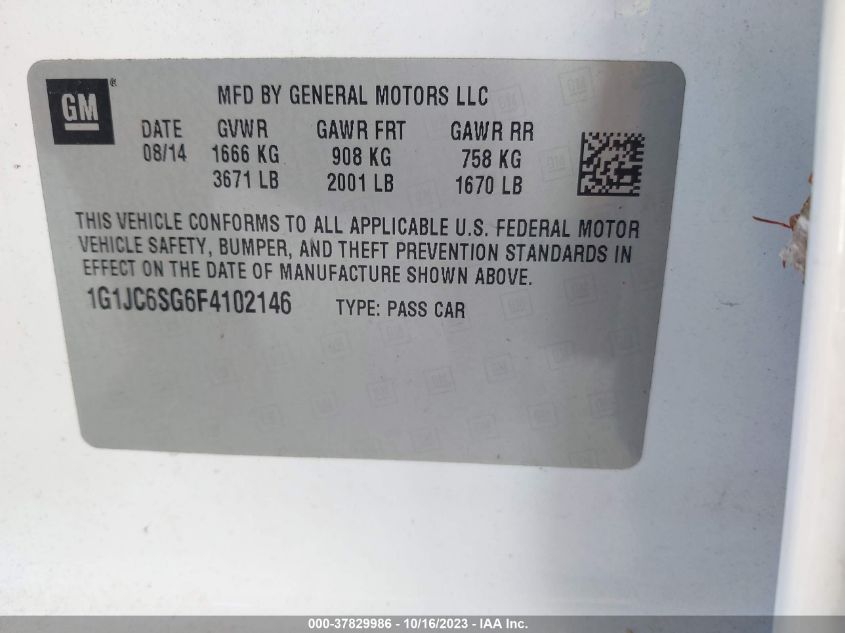 2015 CHEVROLET SONIC LT - 1G1JC6SG6F4102146