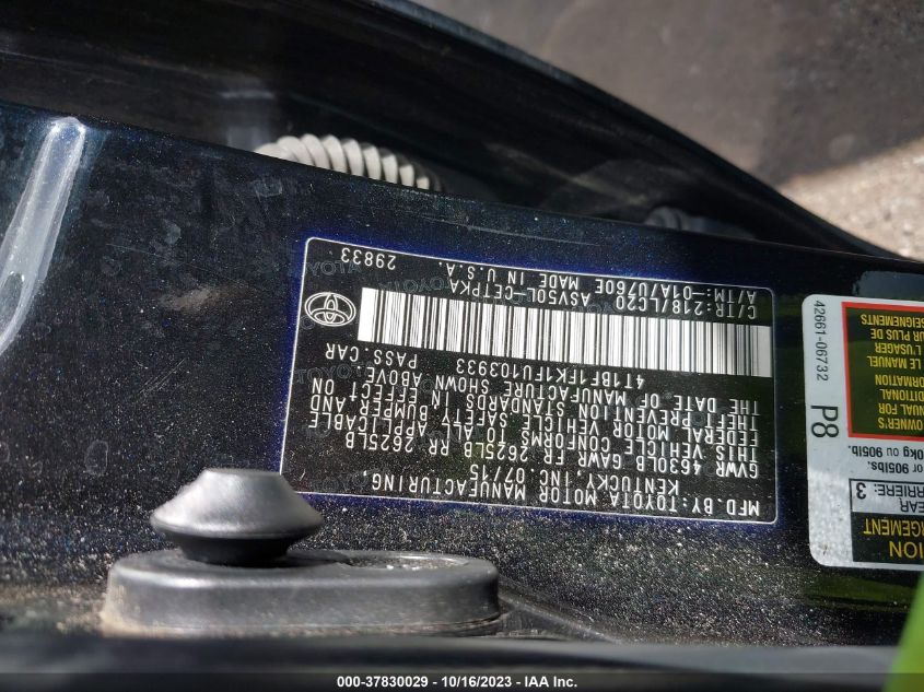 2015 TOYOTA CAMRY XLE/SE/LE/XSE - 4T1BF1FK1FU103933