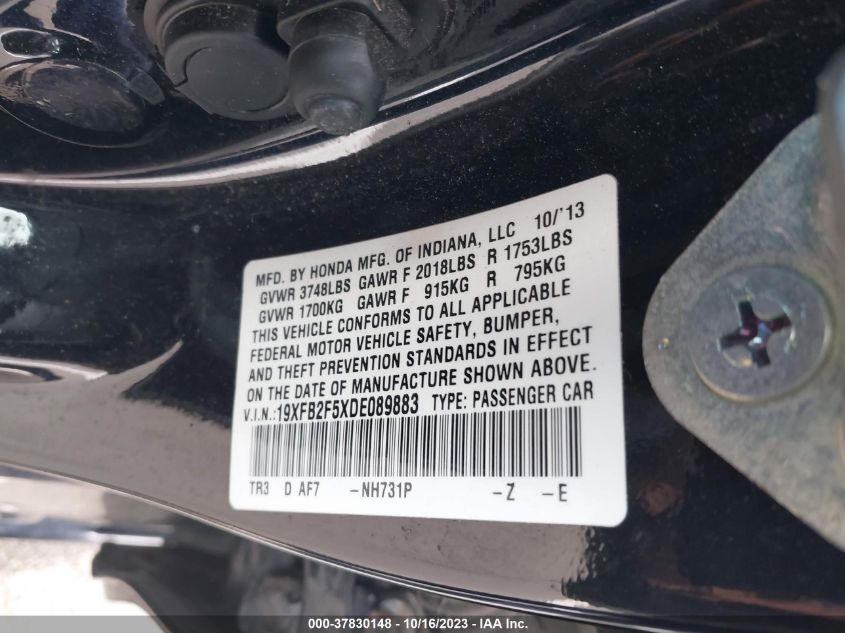 2013 HONDA CIVIC SDN LX 19XFB2F5XDE089883