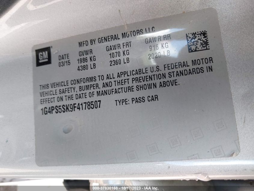 2015 BUICK VERANO LEATHER GROUP - 1G4PS5SK9F4178507