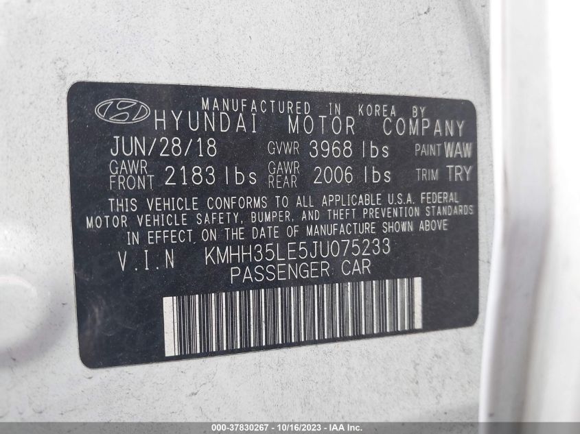 2018 HYUNDAI ELANTRA GT - KMHH35LE5JU075233