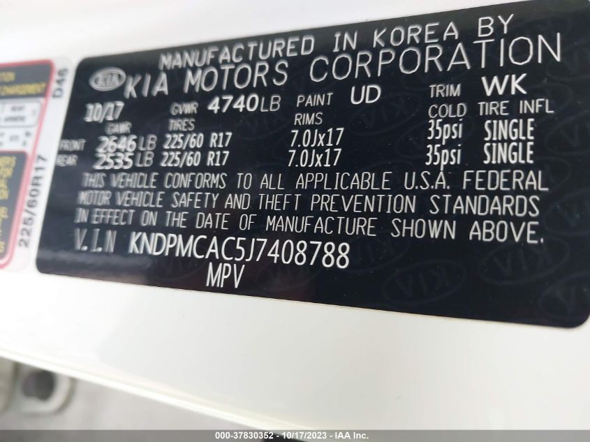 2018 KIA SPORTAGE LX - KNDPMCAC5J7408788