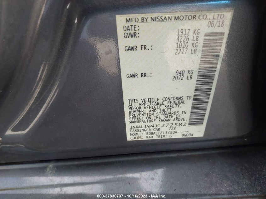 2018 NISSAN ALTIMA 2.5 SV - 1N4AL3AP4JC272582