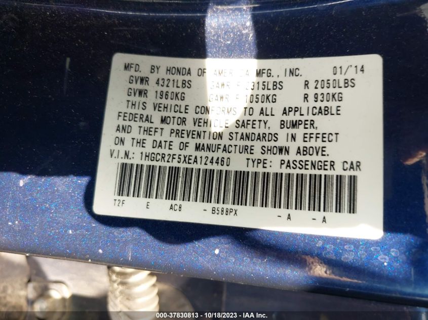 2014 HONDA ACCORD SEDAN SPORT - 1HGCR2F5XEA124460