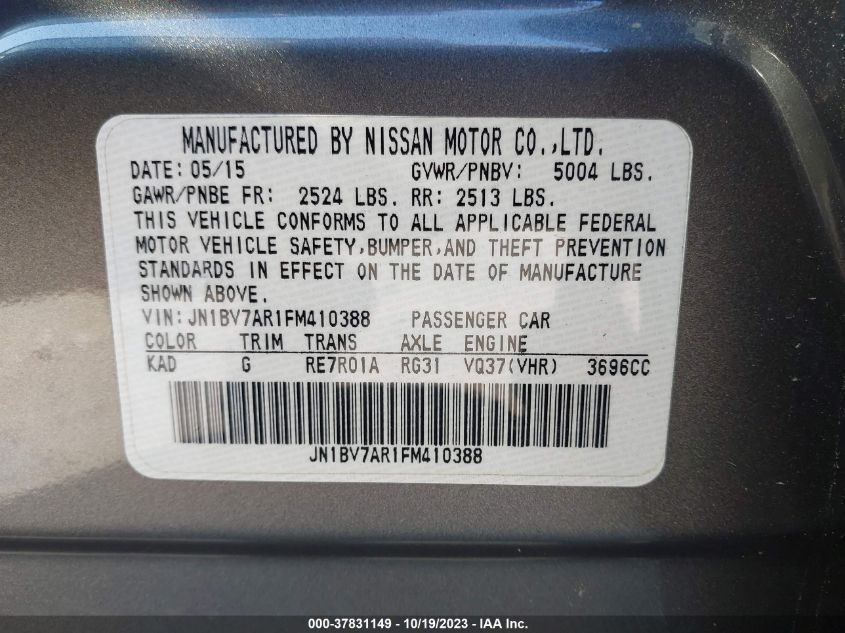 2015 INFINITI Q50 PREMIUM - JN1BV7AR1FM410388