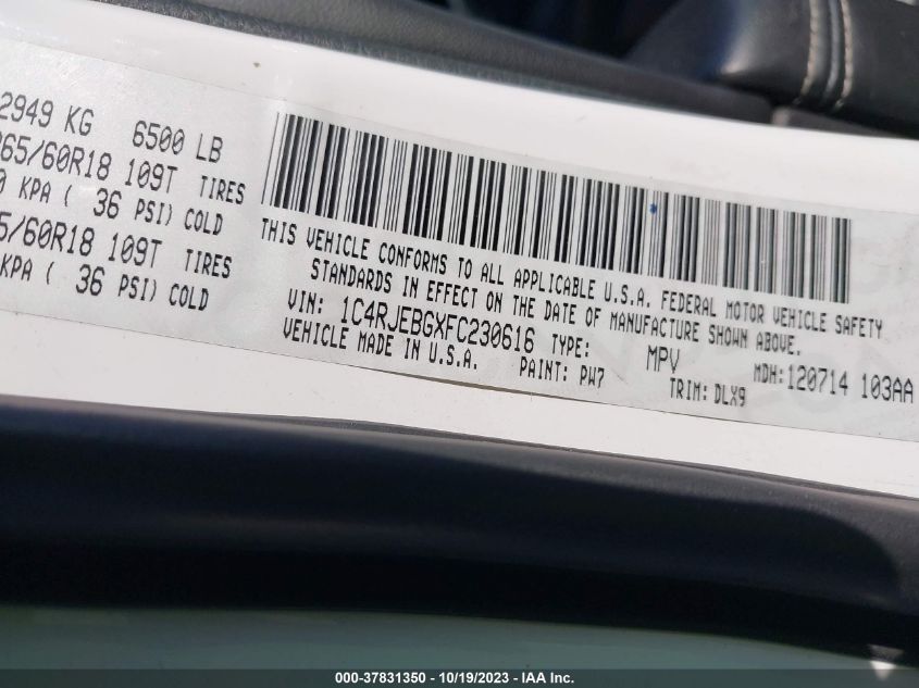 2015 JEEP GRAND CHEROKEE LIMITED - 1C4RJEBGXFC230616