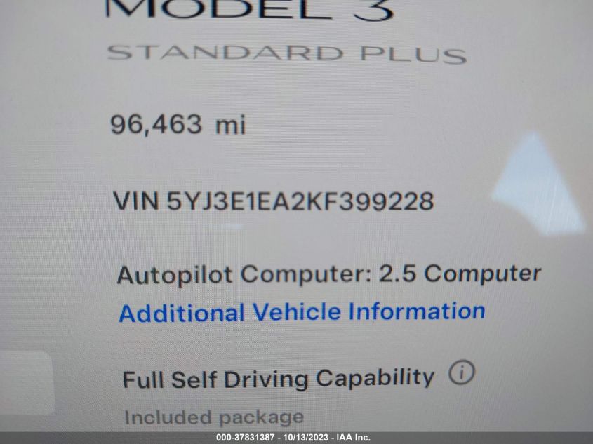 2019 TESLA MODEL 3 RANGE - 5YJ3E1EA2KF399228
