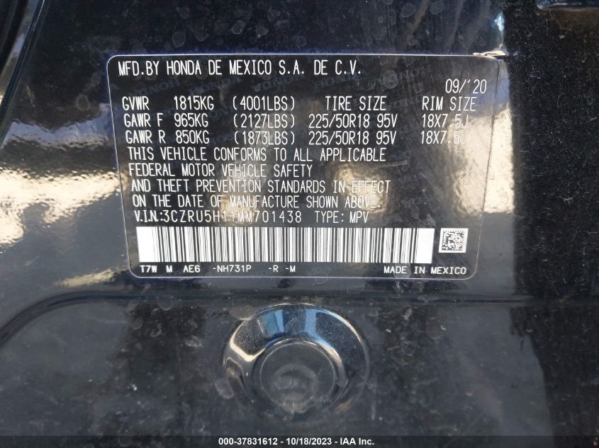 2021 HONDA HR-V SPORT - 3CZRU5H11MM701438