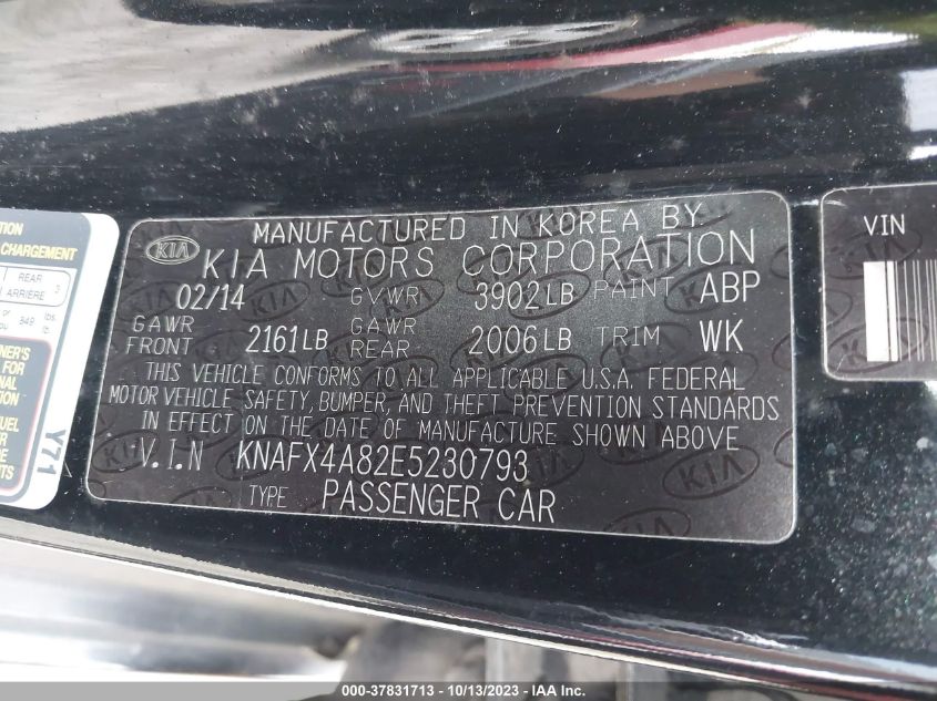 2014 KIA FORTE EX - KNAFX4A82E5230793