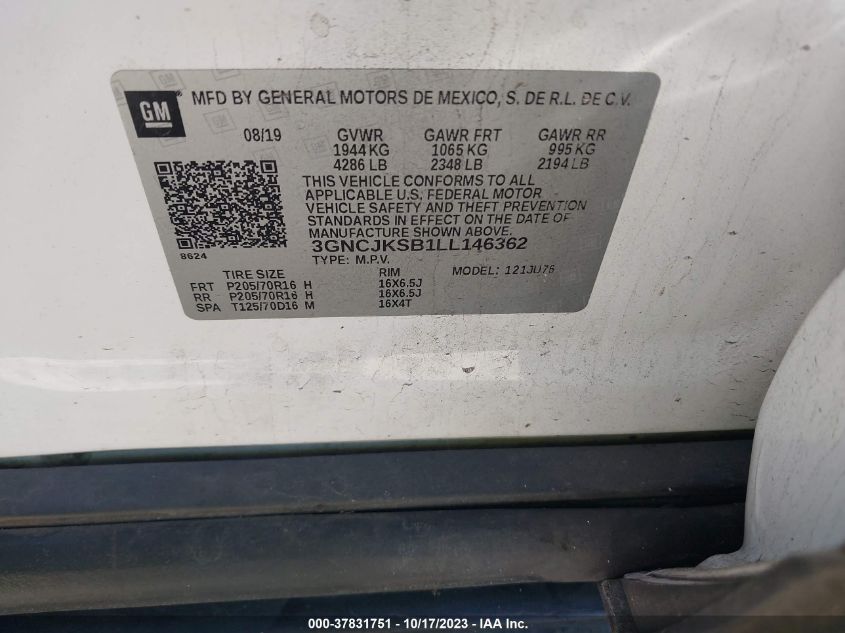 2020 CHEVROLET TRAX LS - 3GNCJKSB1LL146362