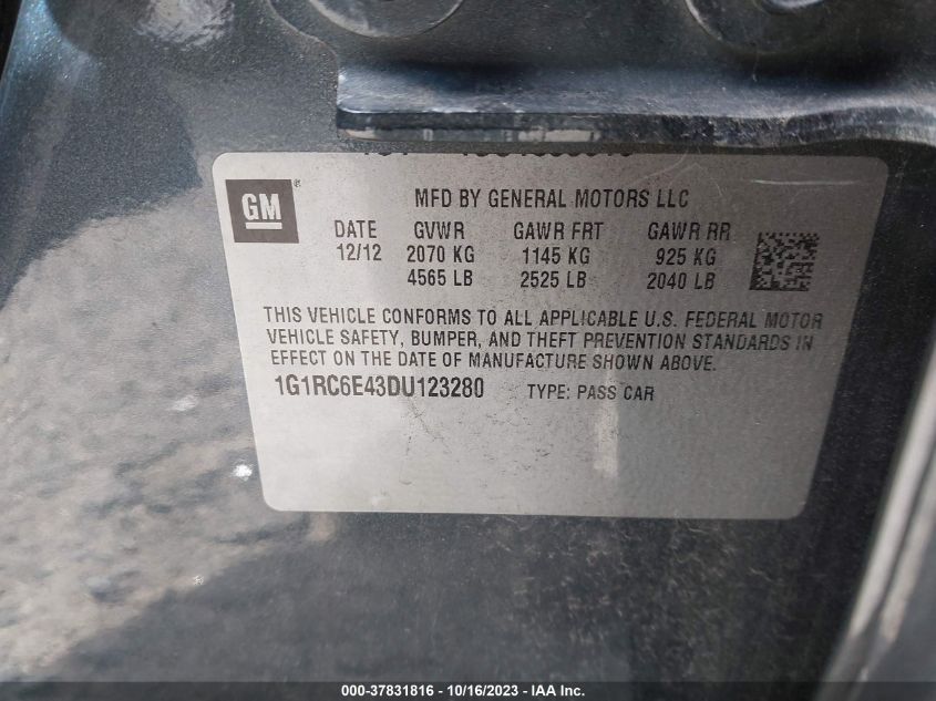 2013 CHEVROLET VOLT - 1G1RC6E43DU123280