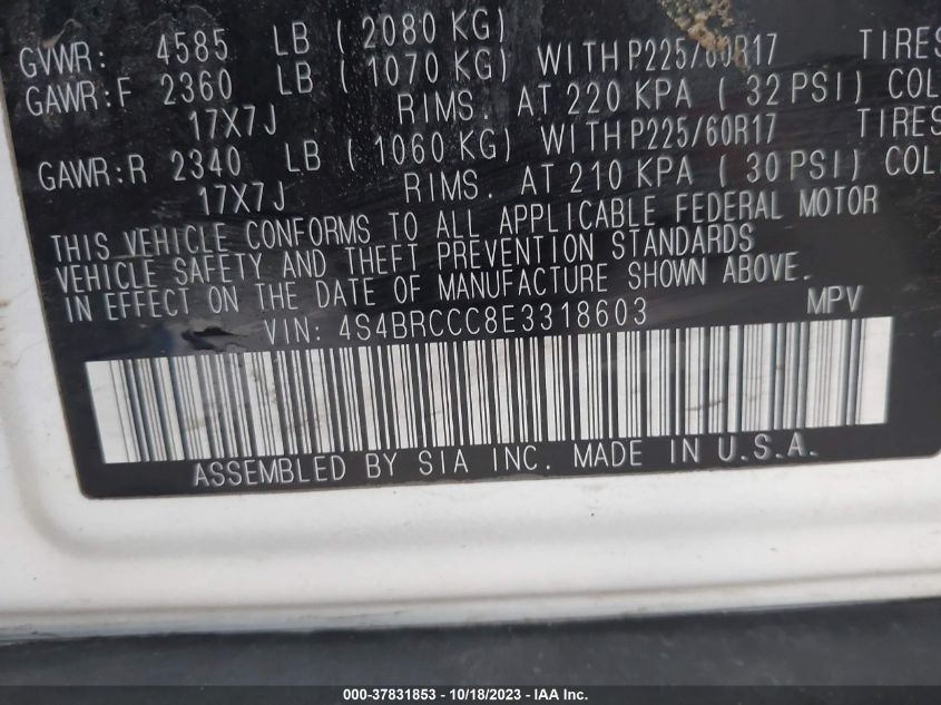 2014 SUBARU OUTBACK 2.5I PREMIUM - 4S4BRCCC8E3318603