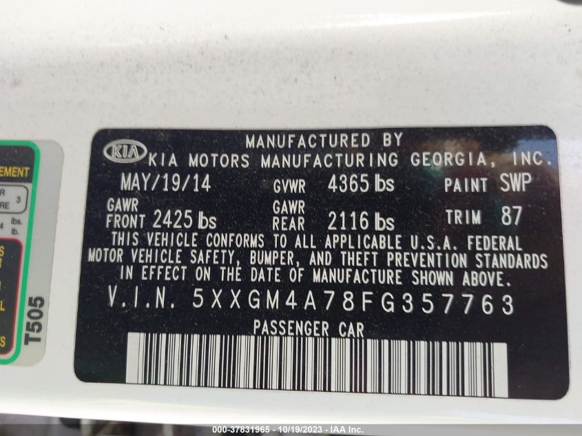 2015 KIA OPTIMA LX - 5XXGM4A78FG357763