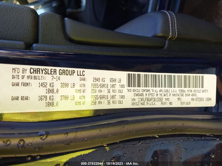 2015 JEEP GRAND CHEROKEE LIMITED - 1C4RJFBG4FC613392
