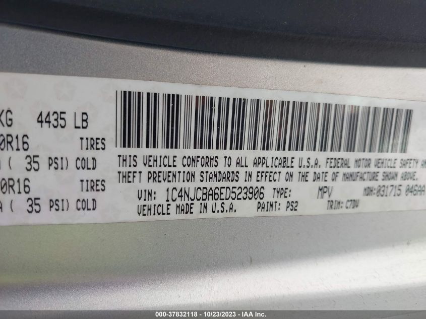 2014 JEEP COMPASS SPORT/ALTITUDE - 1C4NJCBA6ED523906