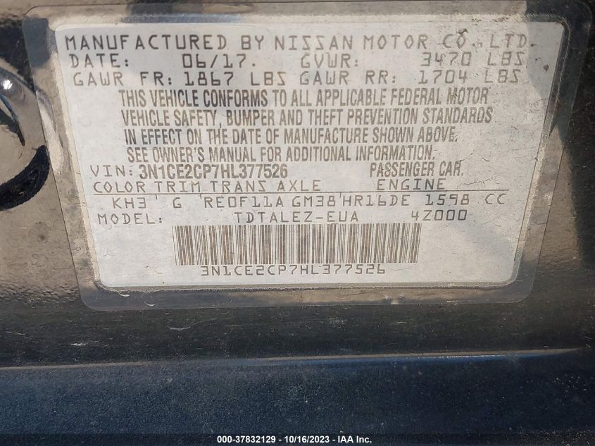2017 NISSAN VERSA NOTE SL - 3N1CE2CP7HL377526