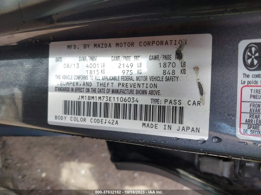 2014 MAZDA MAZDA3 I GRAND TOURING - JM1BM1M73E1106034