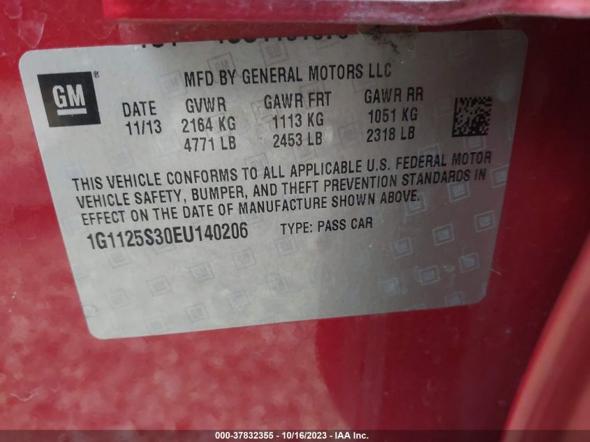 2014 CHEVROLET IMPALA LT - 1G1125S30EU140206
