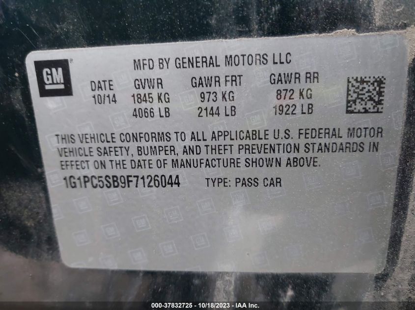 2015 CHEVROLET CRUZE LT - 1G1PC5SB9F7126044