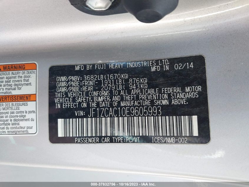 2014 SUBARU BRZ LIMITED - JF1ZCAC10E9605993