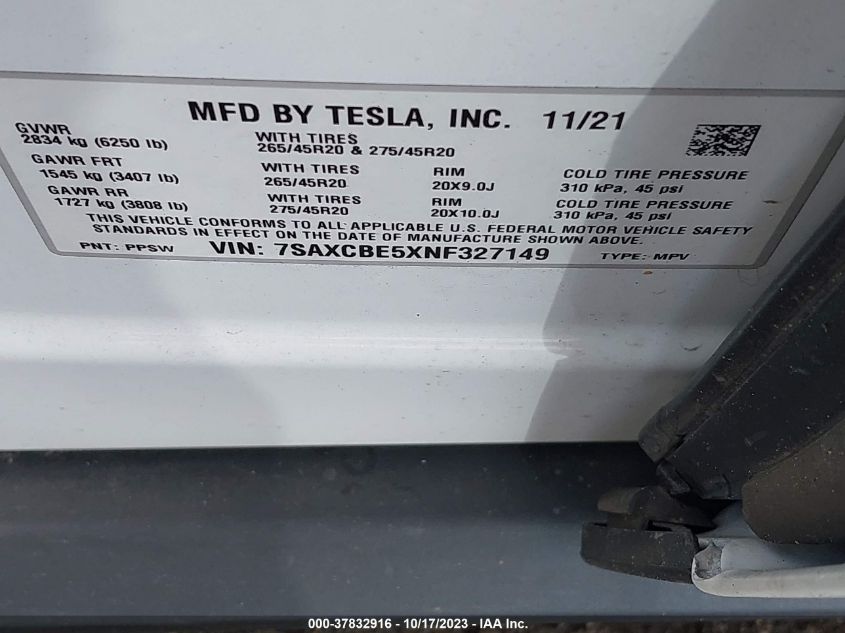 7SAXCBE5XNF327149 Tesla Model X   9