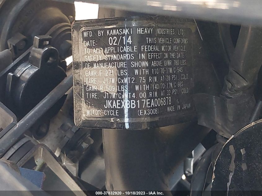 2014 KAWASAKI EX300 B - JKAEX8B17EA006878