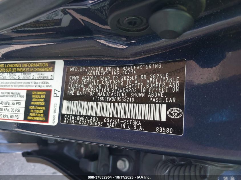 2015 TOYOTA CAMRY XSE/XLE - 4T1BK1FK0FU555240