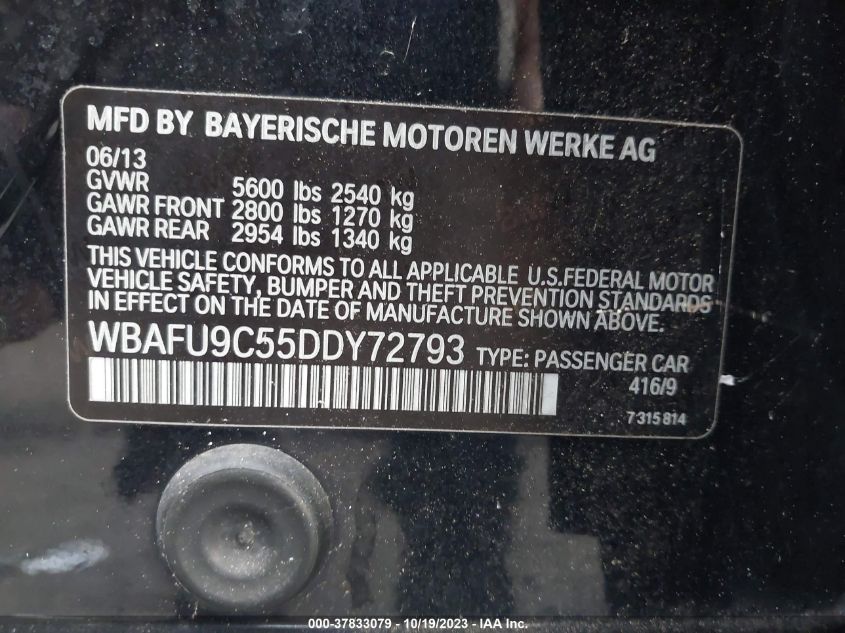 2013 BMW 550I XDRIVE WBAFU9C55DDY72793