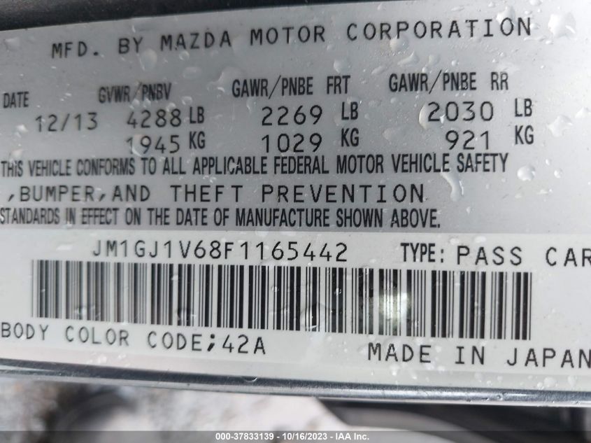 2015 MAZDA MAZDA6 I TOURING - JM1GJ1V68F1165442