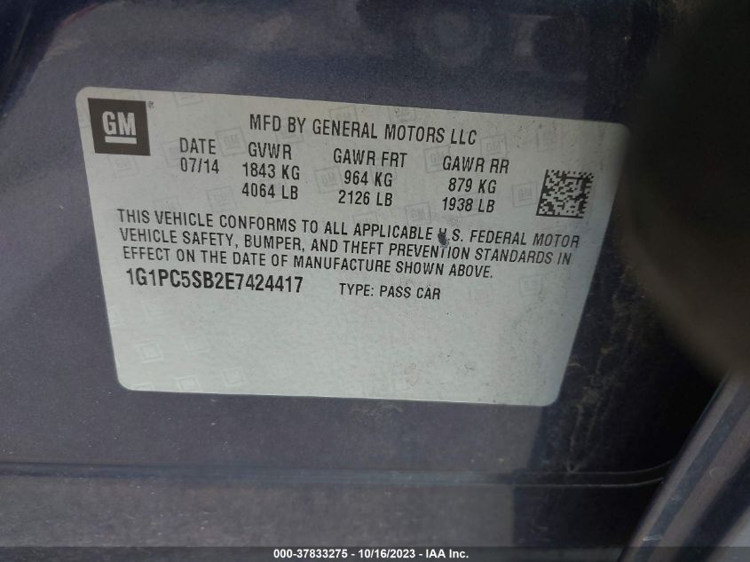2014 CHEVROLET CRUZE 1LT - 1G1PC5SB2E7424417