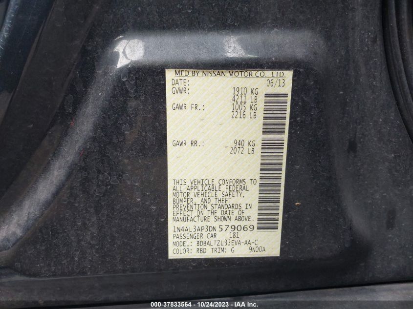 2013 NISSAN ALTIMA 2.5 SV - 1N4AL3AP3DN579069