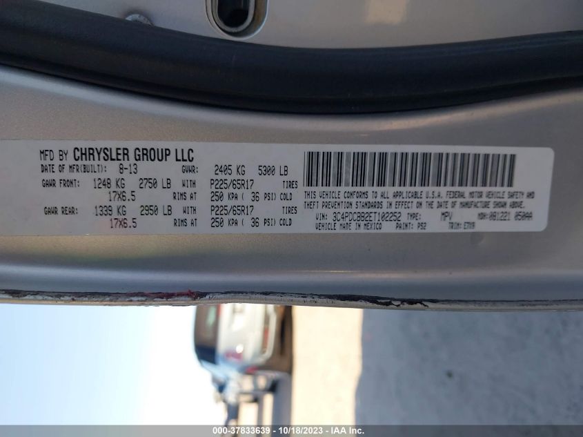 2014 DODGE JOURNEY SXT - 3C4PDCBB2ET102252
