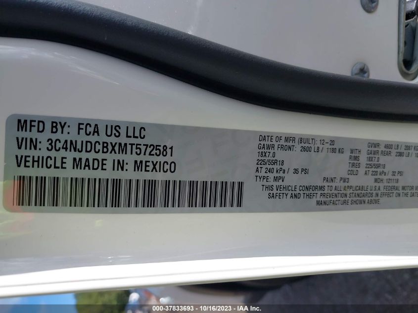 2021 JEEP COMPASS LIMITED - 3C4NJDCBXMT572581