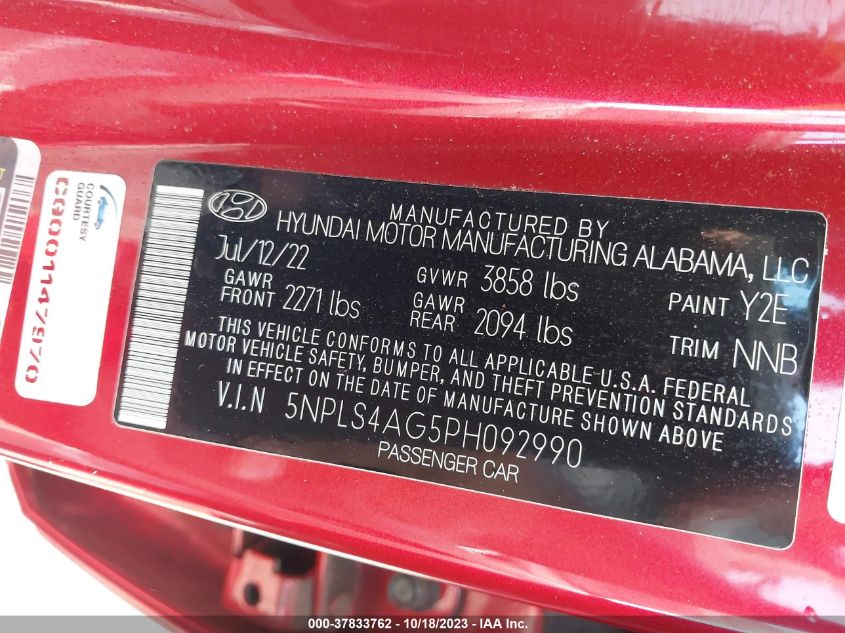 2023 HYUNDAI ELANTRA SEL - 5NPLS4AG5PH092990