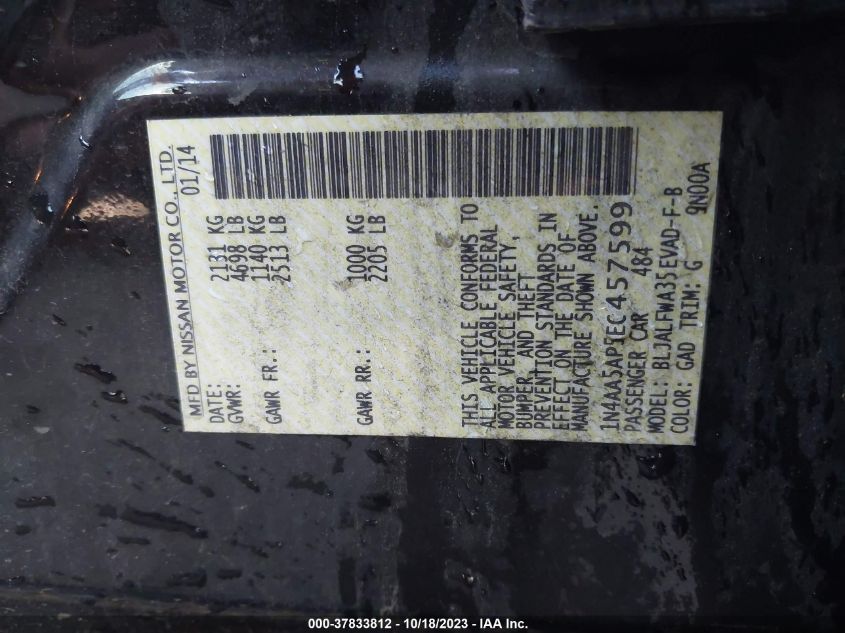 2014 NISSAN MAXIMA 3.5 SV - 1N4AA5AP5EC457599