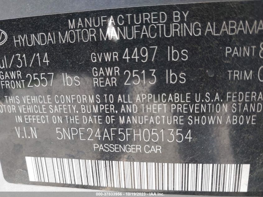 2015 HYUNDAI SONATA SE - 5NPE24AF5FH051354