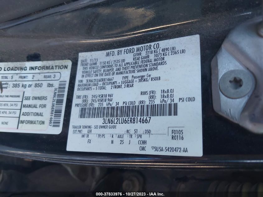 2014 LINCOLN MKZ HYBRID - 3LN6L2LU6ER814667