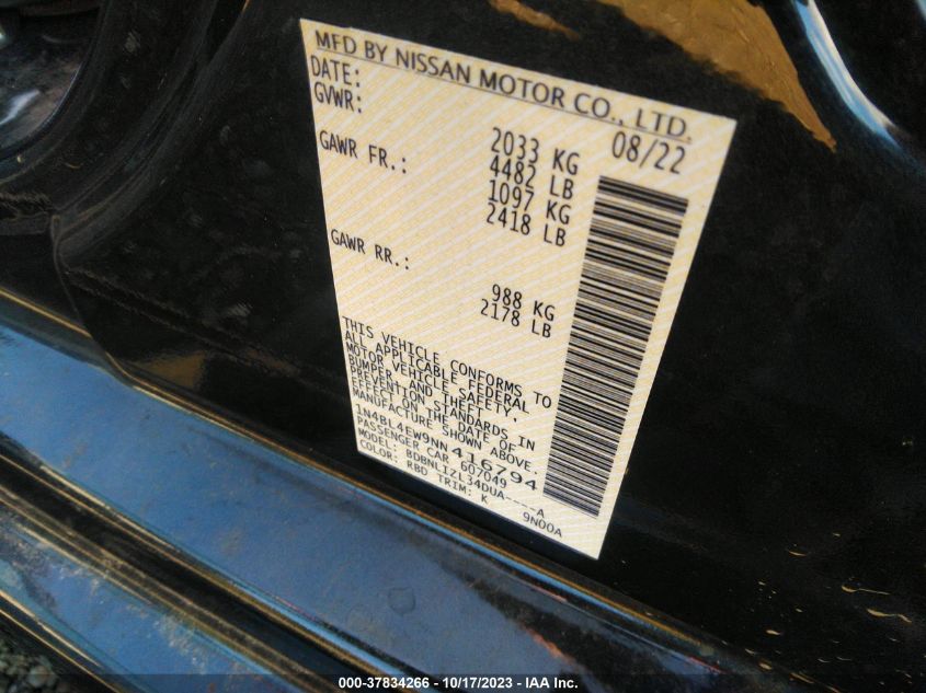 2022 NISSAN ALTIMA 2.5 SL - 1N4BL4EW9NN416794