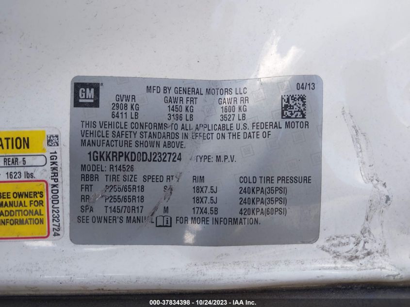 2013 GMC ACADIA SLE - 1GKKRPKD0DJ232724