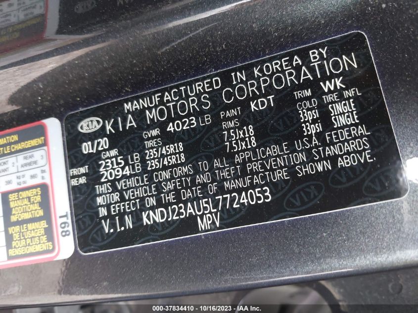 2020 KIA SOUL LX/X LINE/S - KNDJ23AU5L7724053