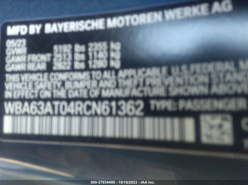 WBA63AT04RCN61362 BMW 4 Series M440I XDRIVE 9