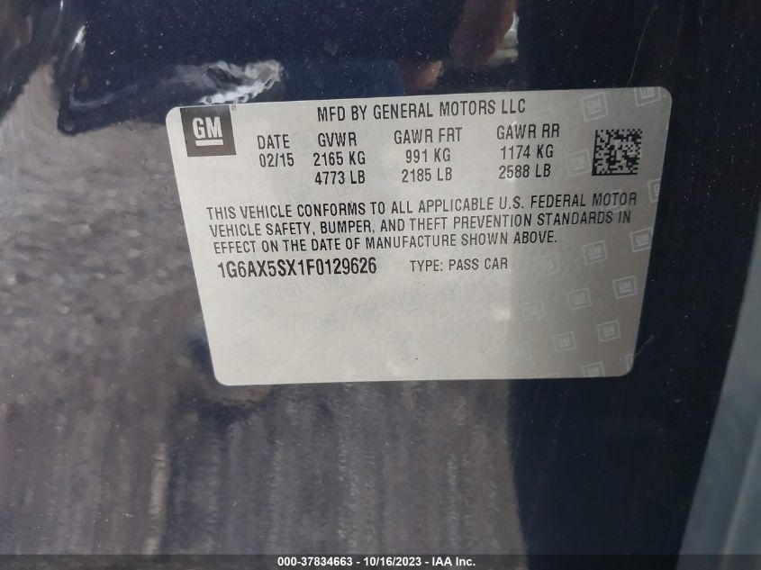 2015 CADILLAC CTS LUXURY - 1G6AX5SX1F0129626