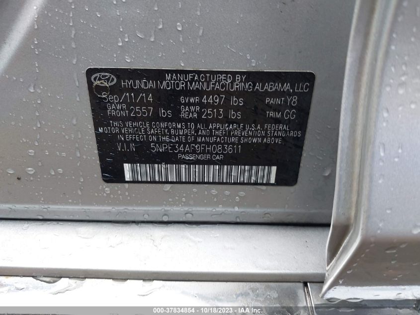 2015 HYUNDAI SONATA 2.4L LIMITED - 5NPE34AF9FH083611