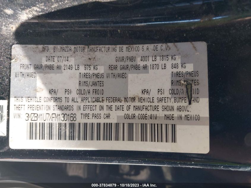 2015 MAZDA MAZDA3 I SPORT - 3MZBM1U7XFM130168