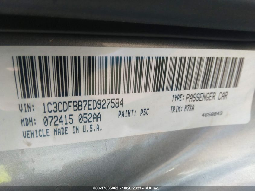 2014 DODGE DART SXT - 1C3CDFBB7ED927584