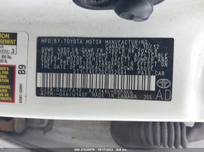 2013 TOYOTA MATRIX S - 2T1LE4EE2DC022684